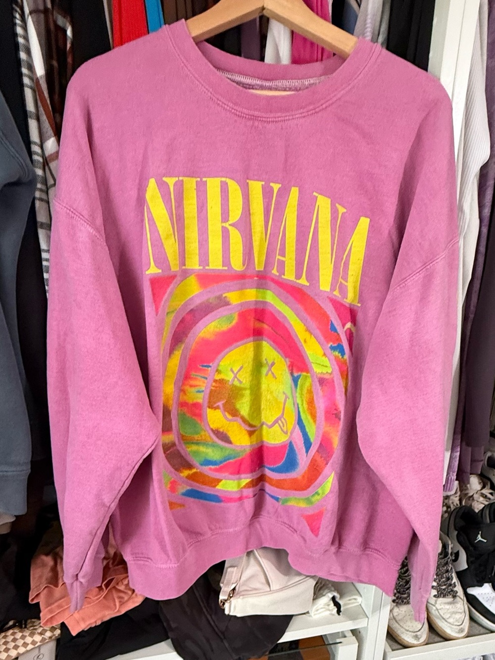 NIRVANA Pink Crewneck-Urban Outfitters